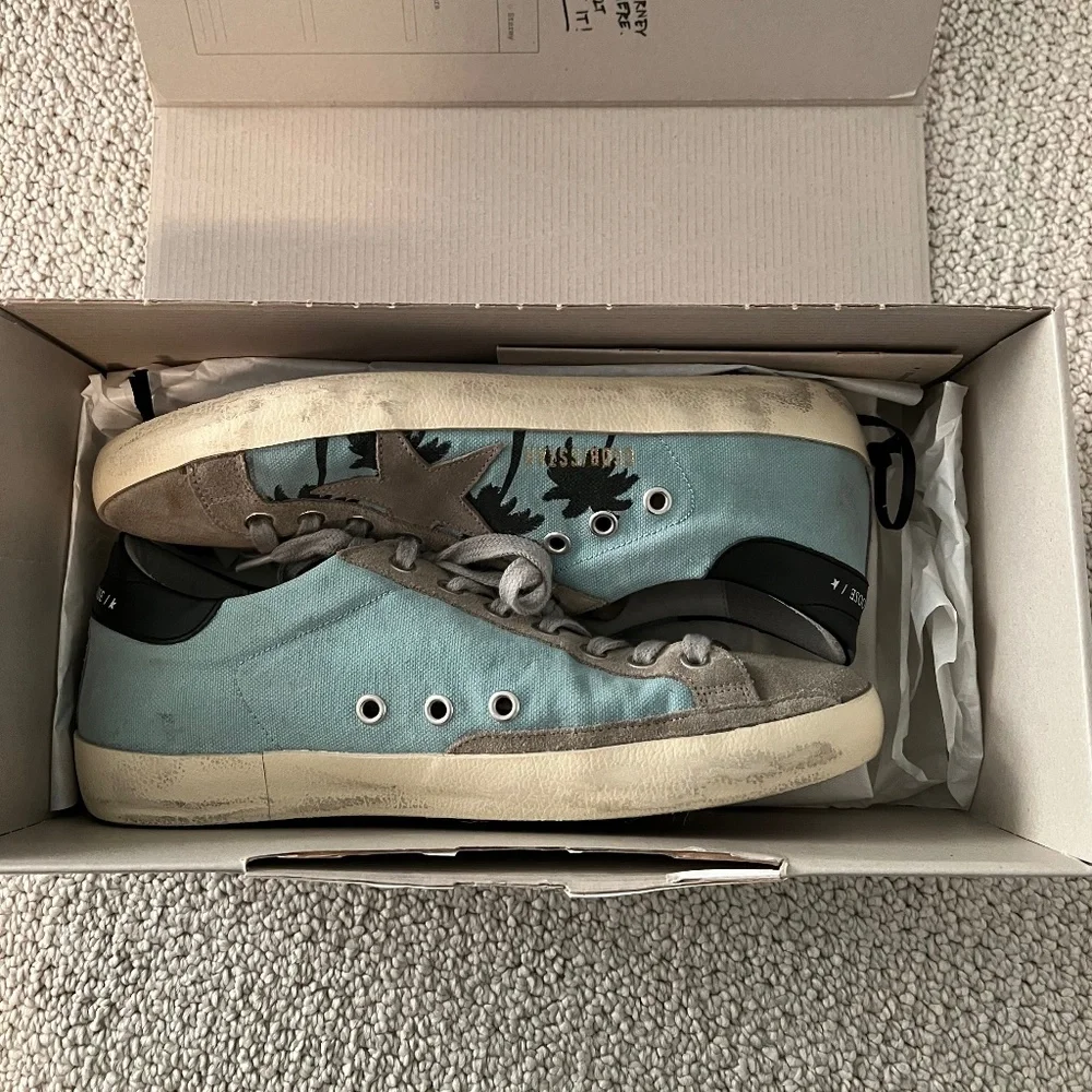 Golden Goose Men's Super Star Palm Tree-Print Canvas Low-Top Sneakers - NWOT - Picture 1 of 8
